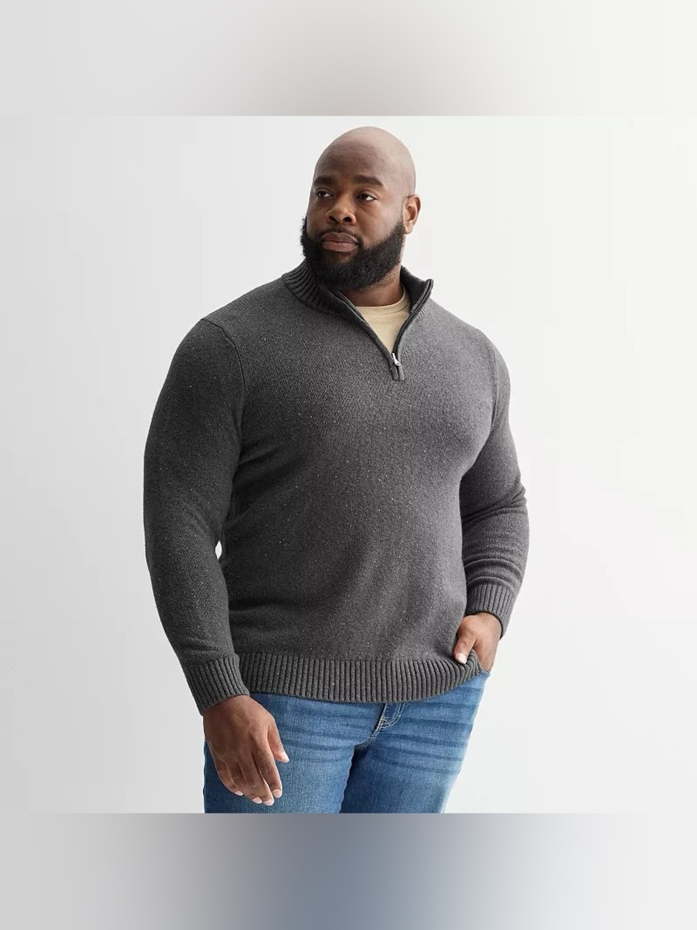 Big & Tall 4XB Sonoma Goods for Life Quarter-Zip Sweater, Men's, grey